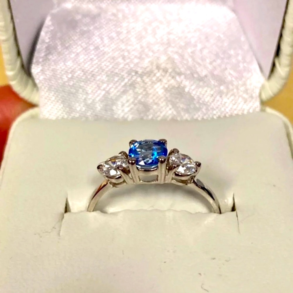 10k White Gold Colored Topaz Ring